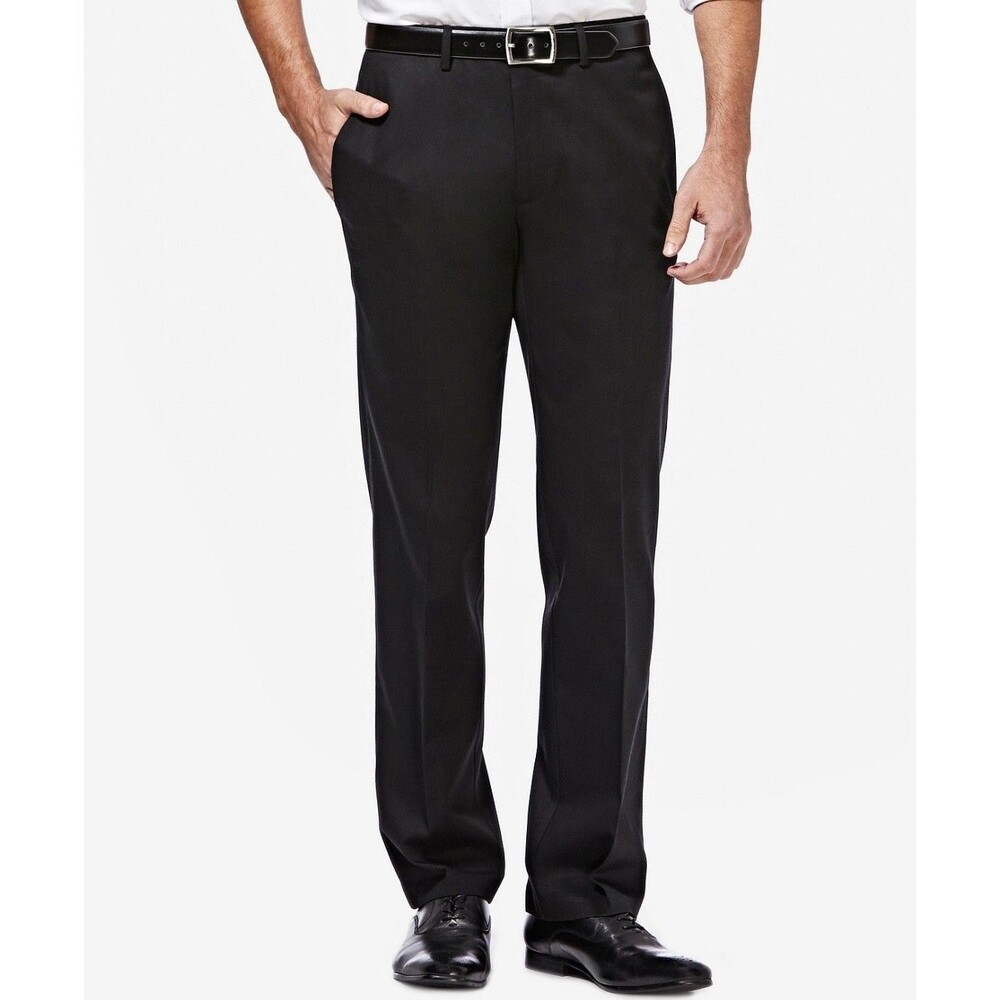 $70 NEW HAGGAR MENS 42X32 BLACK COTTON STRAIGHT PREMIUM SOFT KHAKI/CHINO PANTS